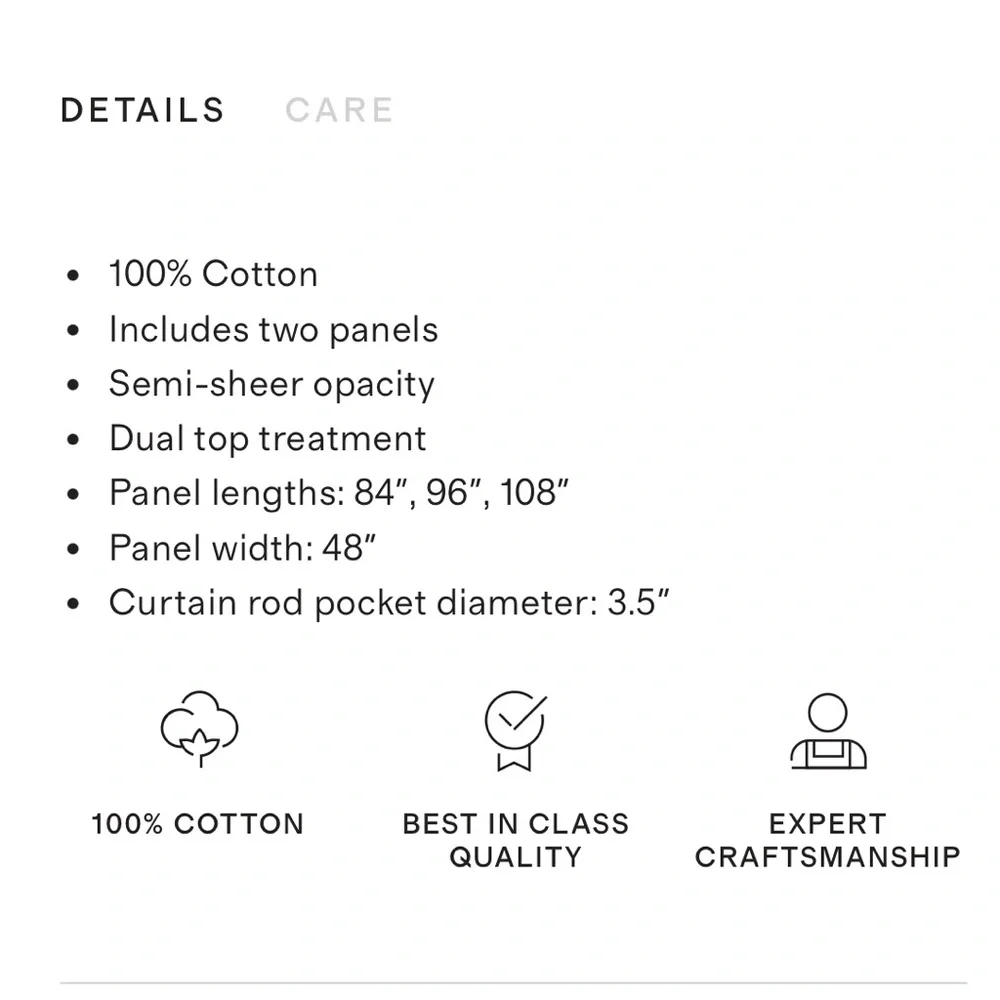 NWOT QUINCE Set Of 2 48x108 Cotton Sheer Curtains Grey 8241